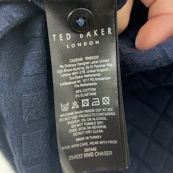 TED BAKER LONDON LONG SLEEVE MEN'S NAVY BLUE POLO SHIRT SIZE 4 - Picture 9 of 9